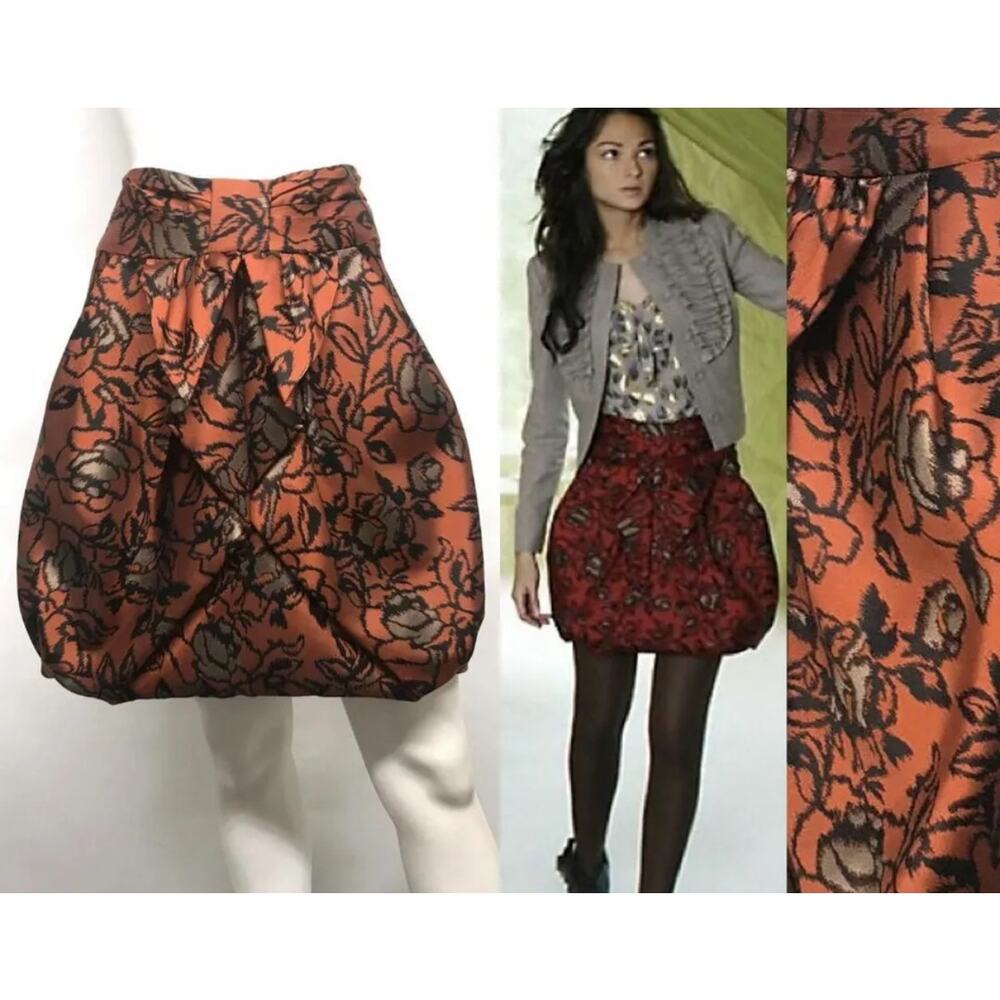 ANTHROPOLOGIE EVA FRANCO Bubble MISSIVE Rose Print Dress Skirt 6 RARE 2010 NWT